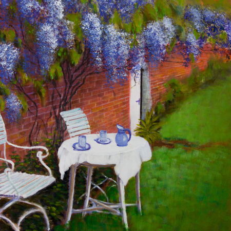 ein Tee unter dem Fliederstrauch